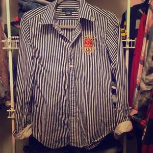 Navy Blue and White striped Ralph Lauren Polo